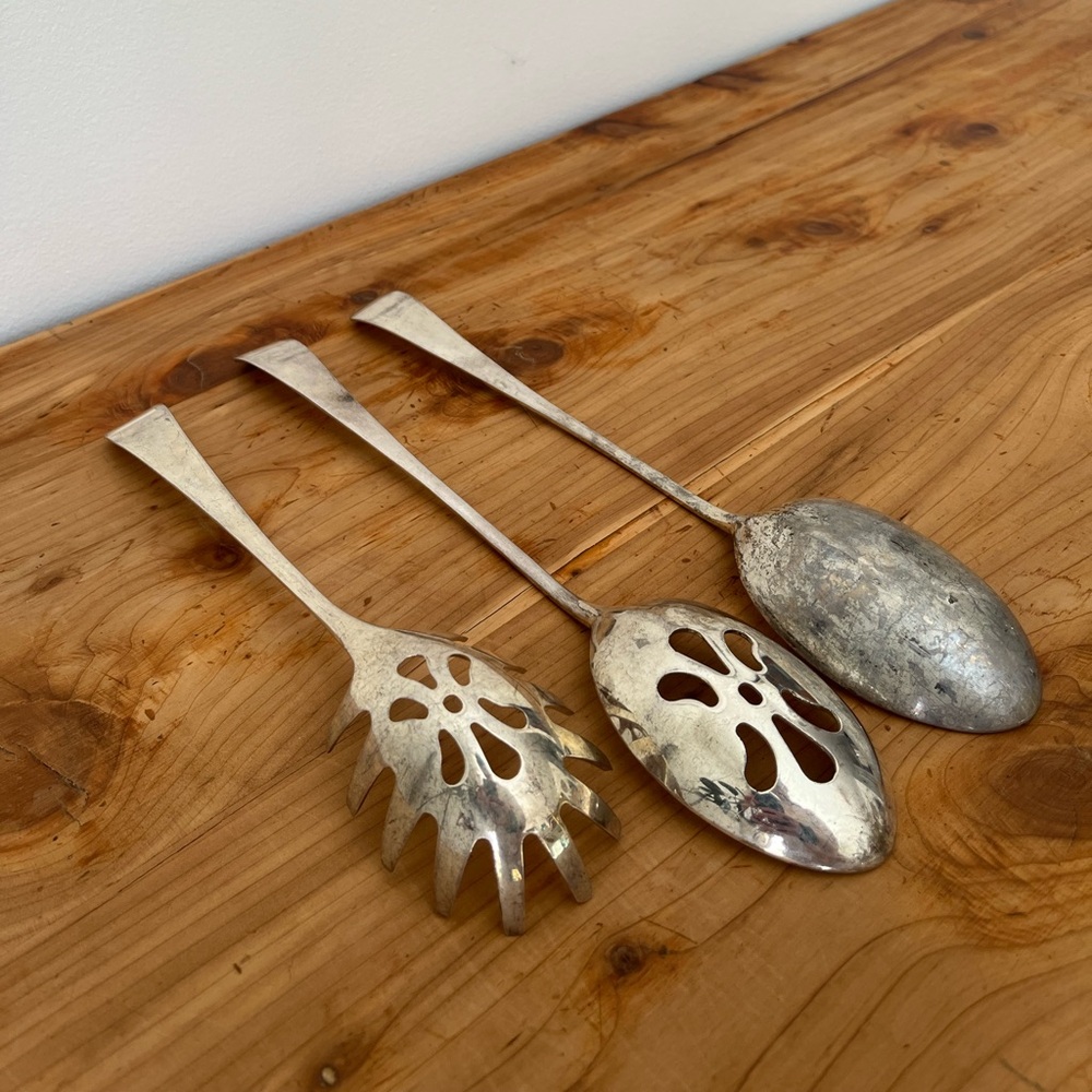 SOLD Vintage Silver-plated  Serving Spoon Set - Picture 8 of 8